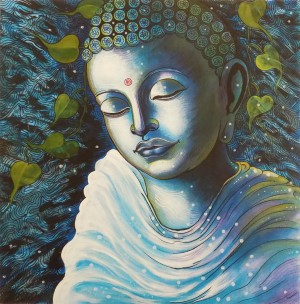 GAUTAMA BUDDHA IN BLUE PORTRAIT